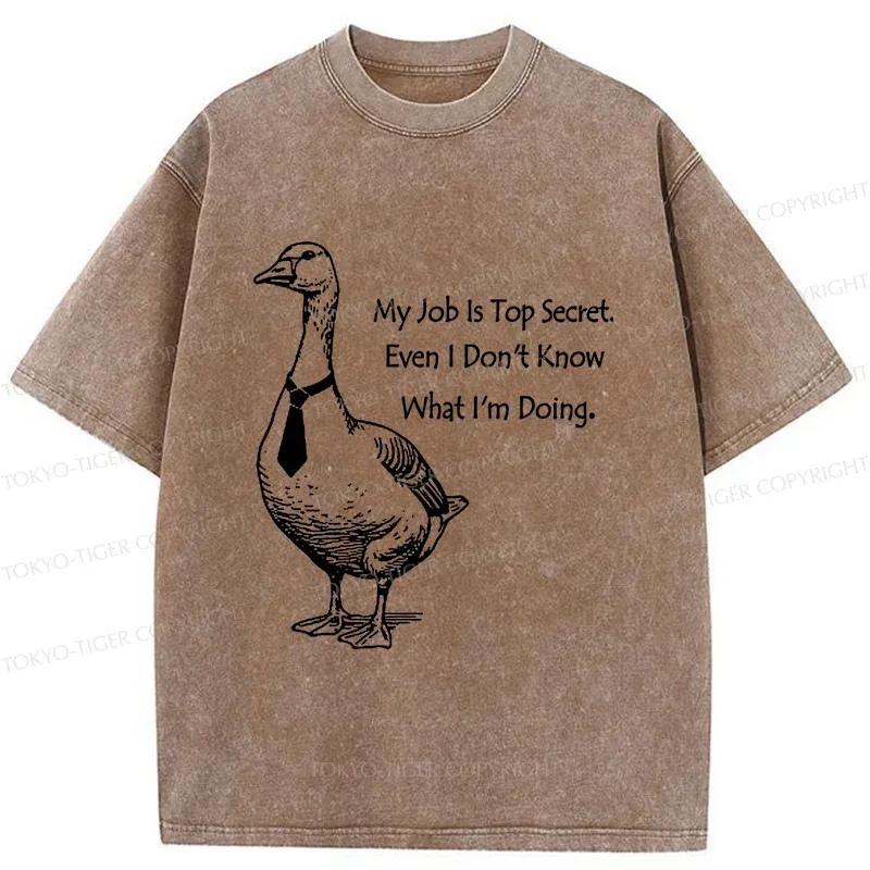 Tokyo-Tiger Serious Goose Funny Washed T-Shirt