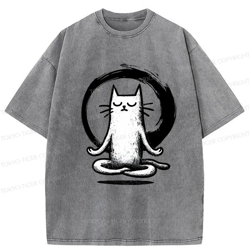 Tokyo-Tiger Zen Japan Cat Washed T-Shirt