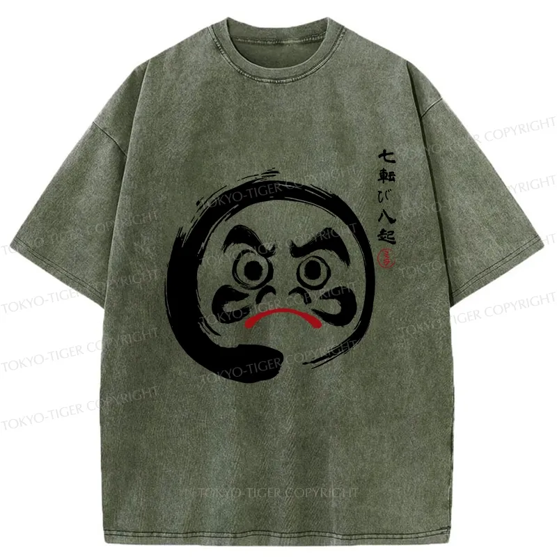 Tokyo-Tiger Retro Daruma Enso Washed T-Shirt