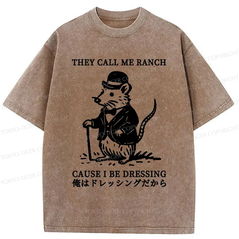 Tokyo-Tiger Elegant Mouse Washed T-Shirt