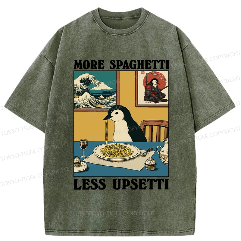 Tokyo-Tiger More Spaghetti Less Upsetti Penguin Washed T-Shirt
