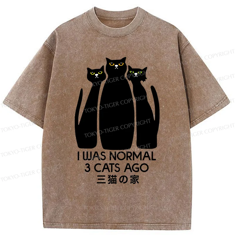 Tokyo-Tiger Three Cats House Washed T-Shirt