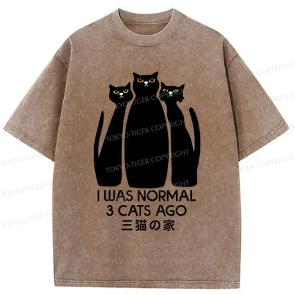 Tokyo-Tiger Three Cats House Washed T-Shirt