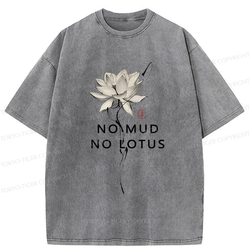 Tokyo-Tiger Japanese Zen Lotus Washed T-Shirt