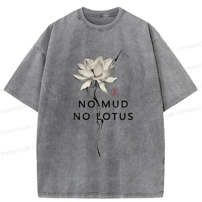 Tokyo-Tiger Japanese Zen Lotus Washed T-Shirt