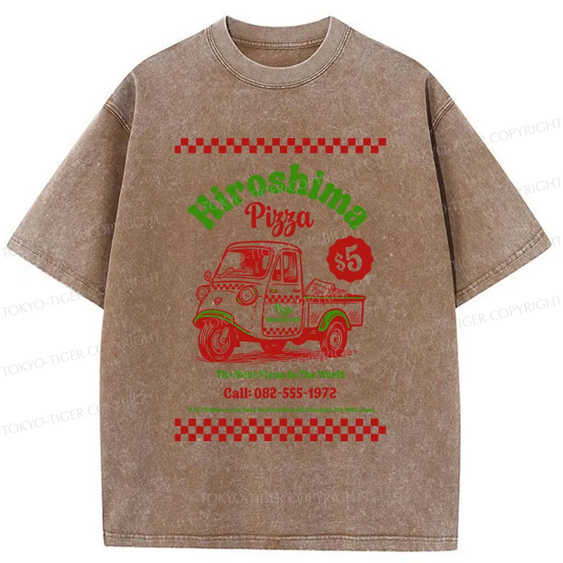 Tokyo-Tiger Pizza Delivery Washed T-Shirt