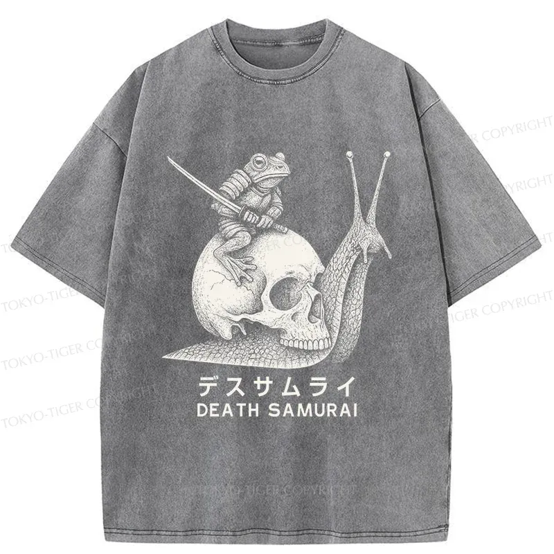 Tokyo-Tiger Frog Riding A Snail Washed T-Shirt