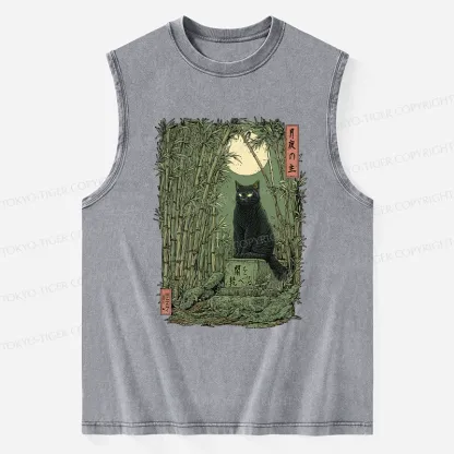 Tokyo-Tiger Black Cat In The Bamboo Forest Washed Tank