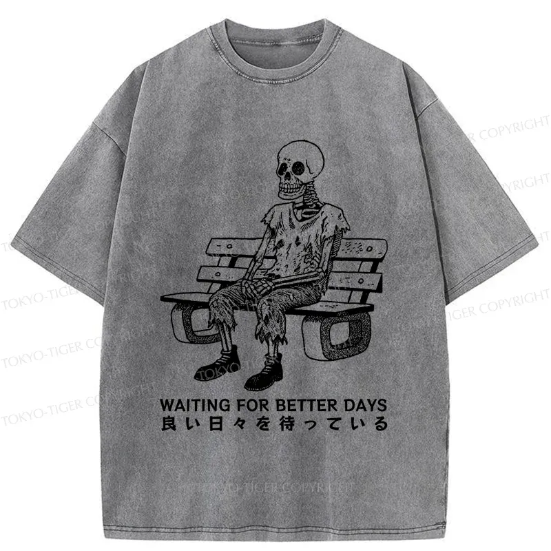 Tokyo-Tiger Waiting Skeleton Washed T-Shirt
