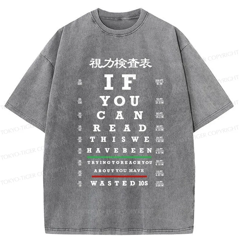 Tokyo-Tiger Funny Eye Exam Chart Washed T-Shirt