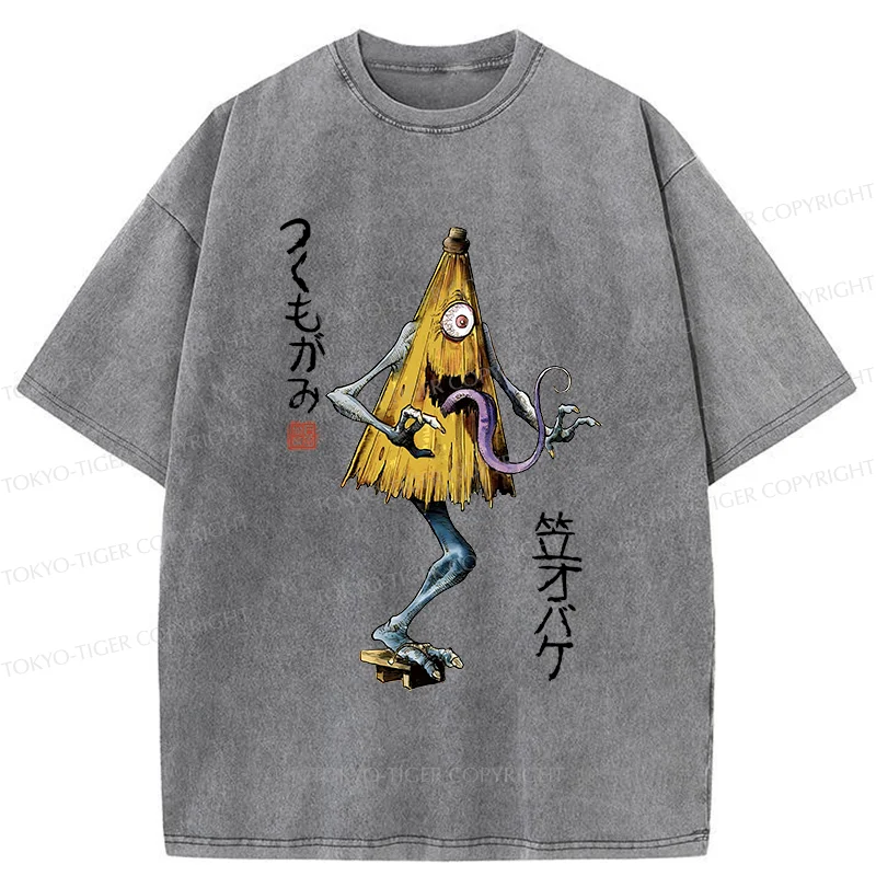 Tokyo-Tiger Japanese Umbrella Yokai Washed T-Shirt