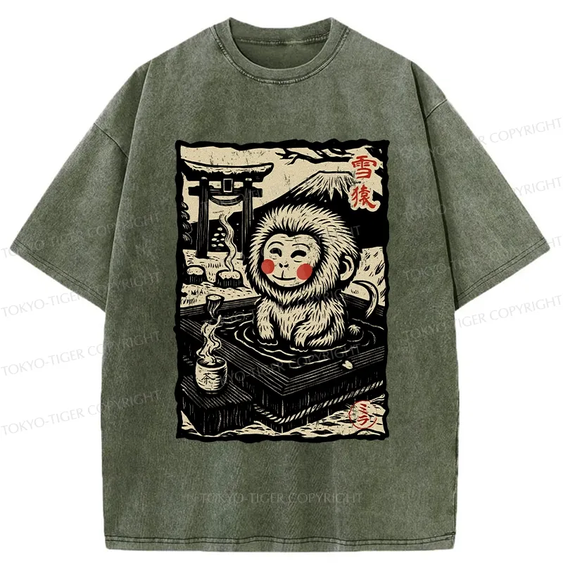 Tokyo-Tiger Japanese Snow Monkey Washed T-Shirt