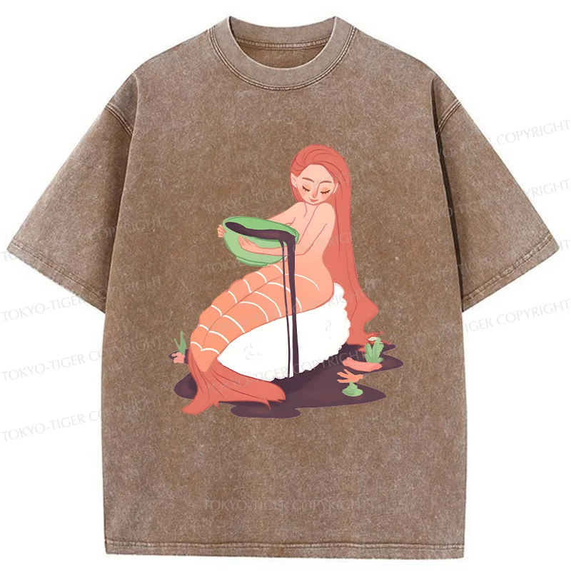 Tokyo-Tiger Sushi Mermaid Washed T-Shirt