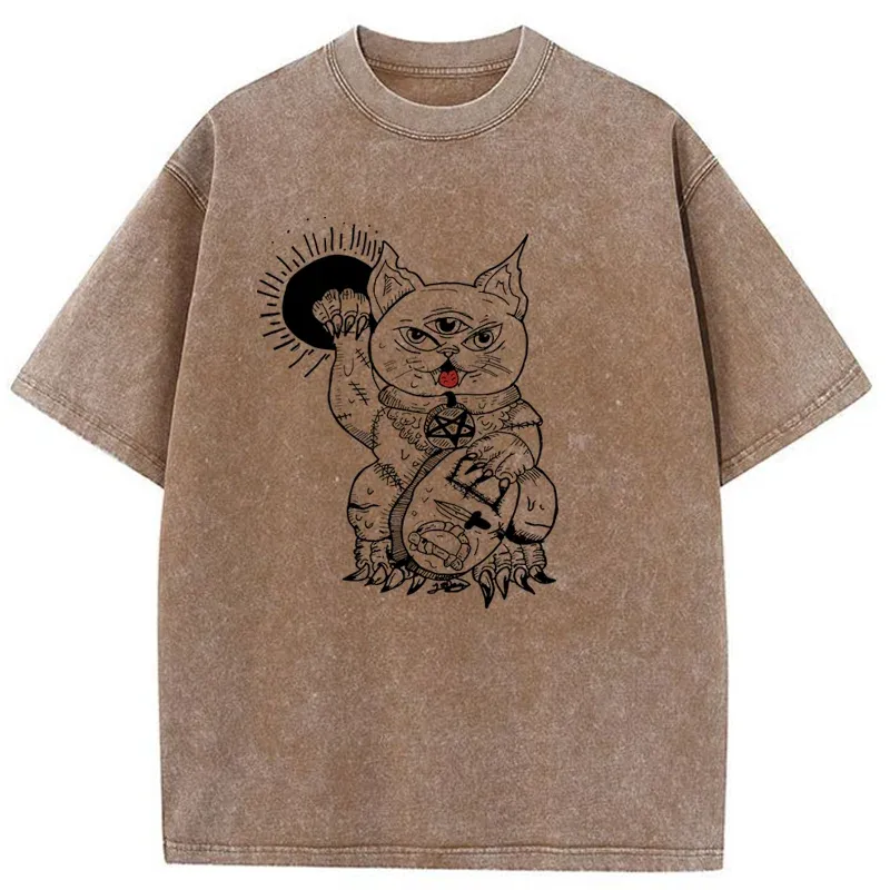 Tokyo-Tiger Evil Lucky Cat Washed T-Shirt