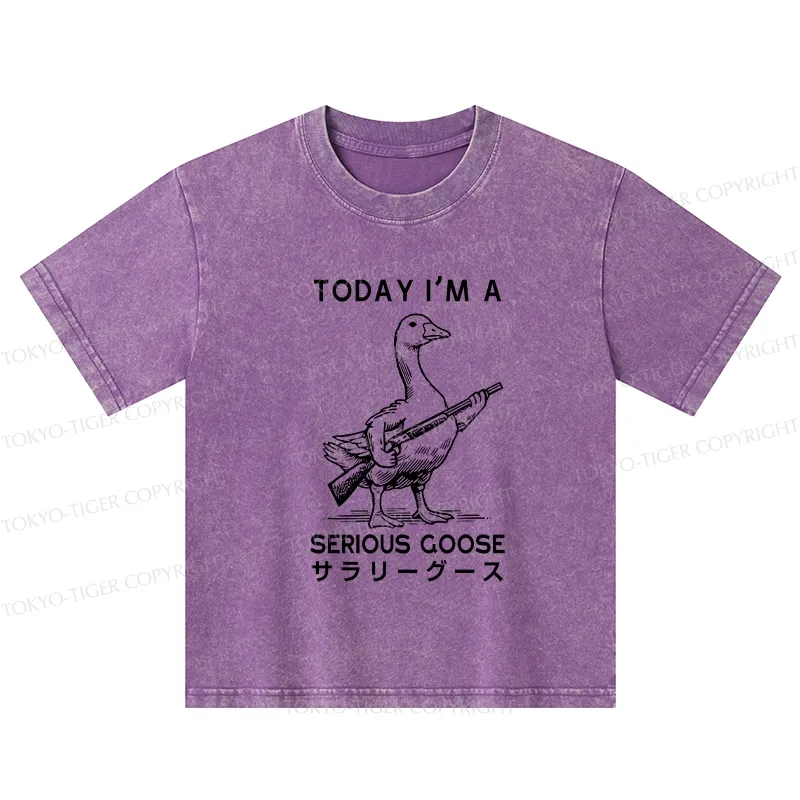 Tokyo-Tiger Serious Stupid Goose Kids Washed T-Shirt