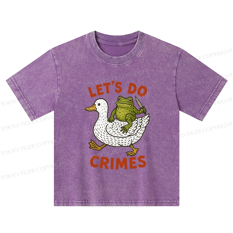 Tokyo-Tiger Frog Ready To Commit Crime Kids Washed T-Shirt
