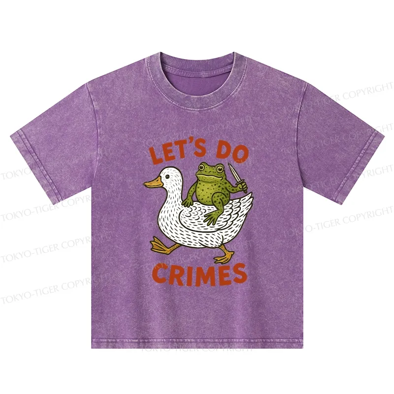 Tokyo-Tiger Frog Ready To Commit Crime Kids Washed T-Shirt