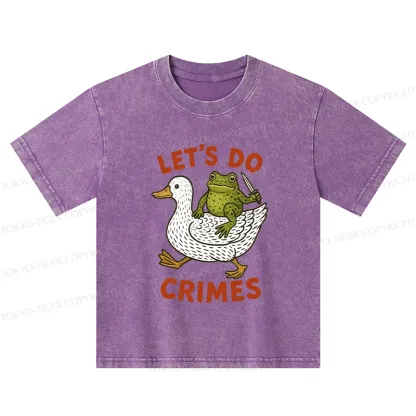 Tokyo-Tiger Frog Ready To Commit Crime Kids Washed T-Shirt