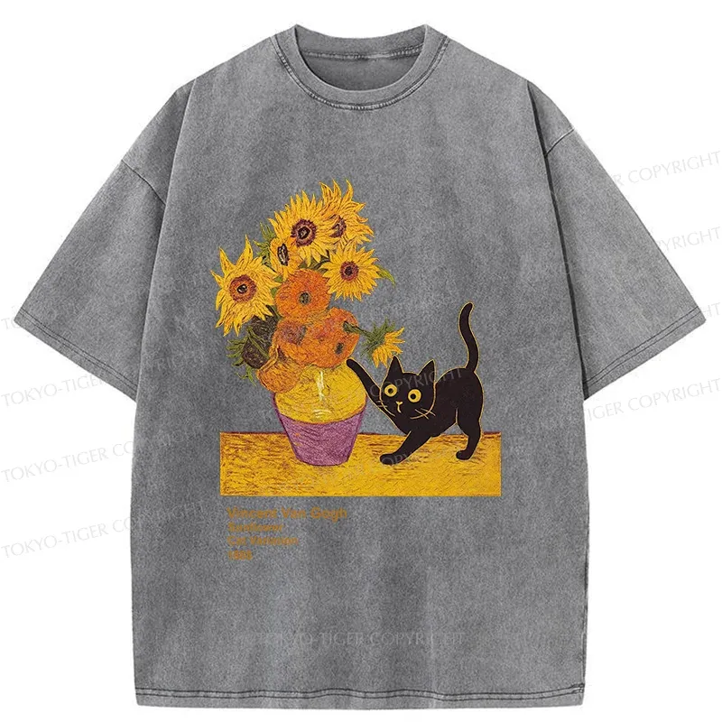 Tokyo-Tiger Naughty Van Gogh's Cat Japan Washed T-Shirt