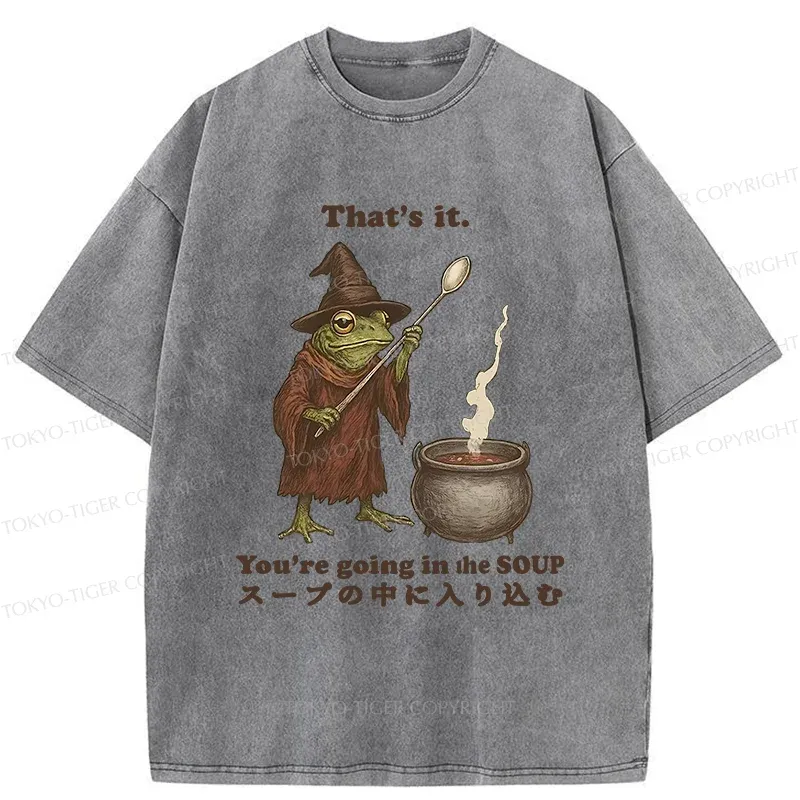 Tokyo-Tiger Funny Frog Soup Washed T-Shirt