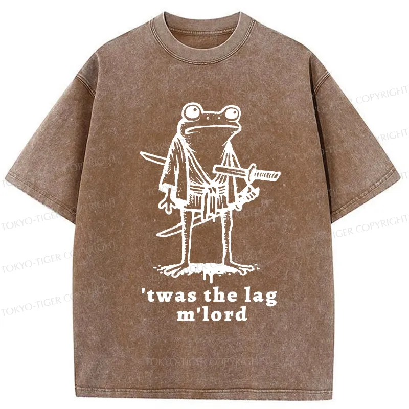 Tokyo-Tiger Funny Frog Samurai Washed T-Shirt