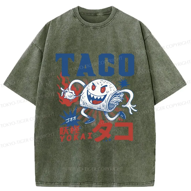 Tokyo-Tiger Japanese Taco Yokai Washed T-Shirt