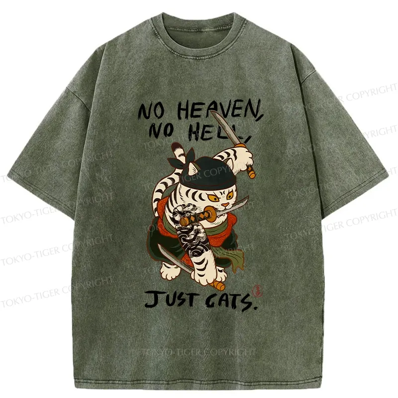 Tokyo-Tiger No Heaven No Hell Just Cats Washed T-Shirt