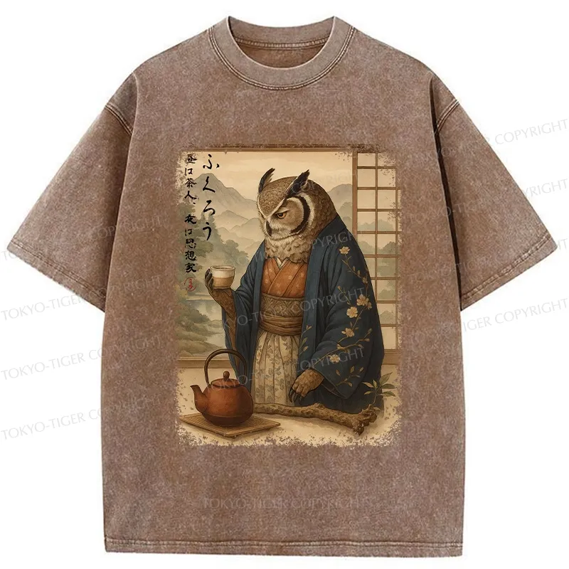 Tokyo-Tiger The Owl’s Tea Ceremony Washed T-Shirt