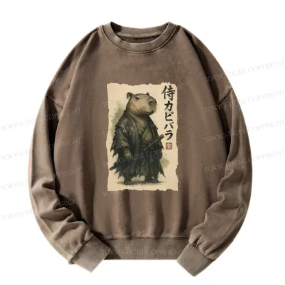 Tokyo-Tiger Capybara Samurai Washed Sweatshirt