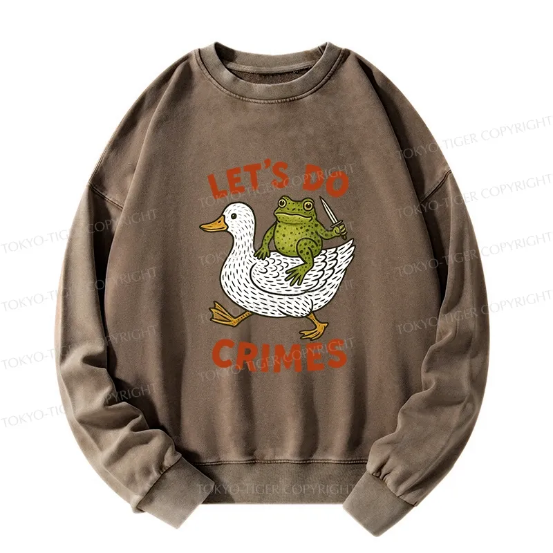 Tokyo-Tiger Frog Ready To Commit Crime Washed Sweatshirt