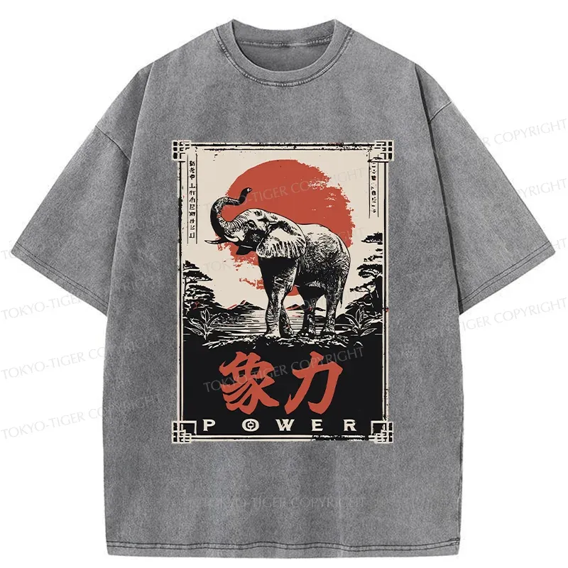 Tokyo-Tiger Japanese Elephant Washed T-Shirt