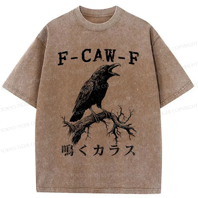 Tokyo-Tiger Funny Crow Call Washed T-Shirt