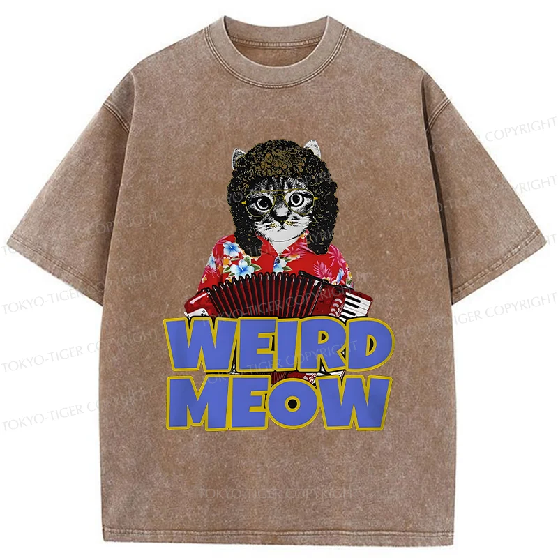 Tokyo-Tiger Rock Cat Funny Washed T-Shirt
