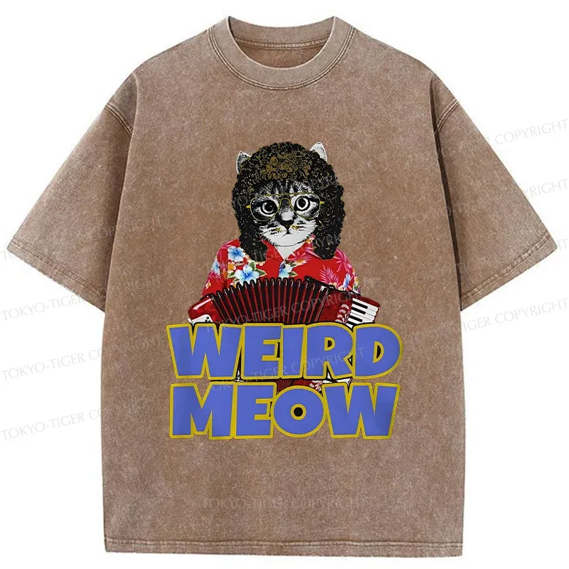 Tokyo-Tiger Rock Cat Funny Washed T-Shirt