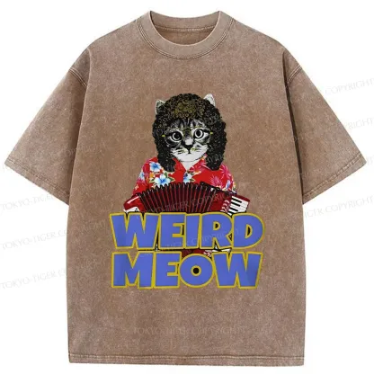 Tokyo-Tiger Rock Cat Funny Washed T-Shirt