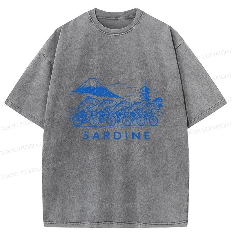 Tokyo-Tiger Sardines Bike Race Washed T-Shirt