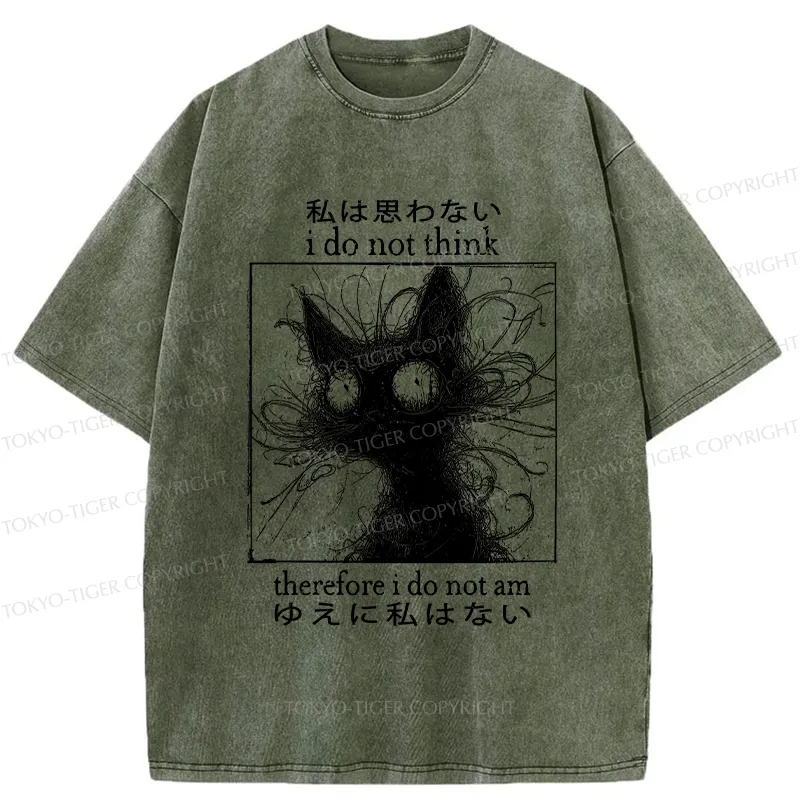 Tokyo-Tiger The Philosophy Of Cat Washed T-Shirt