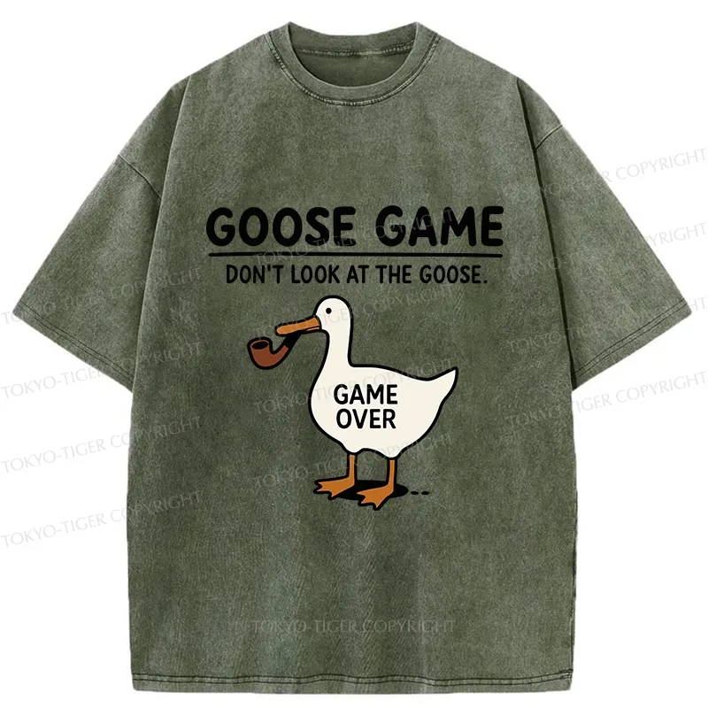 Tokyo-Tiger Funny Goose Game Washed T-Shirt