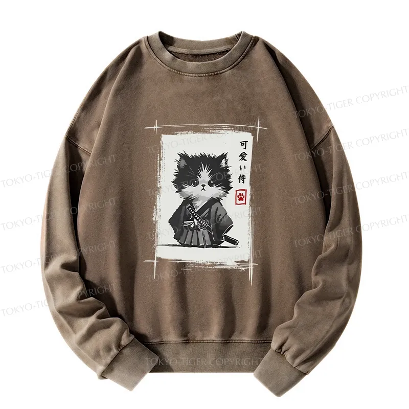 Tokyo-Tiger Kitten Samurai Washed Sweatshirt