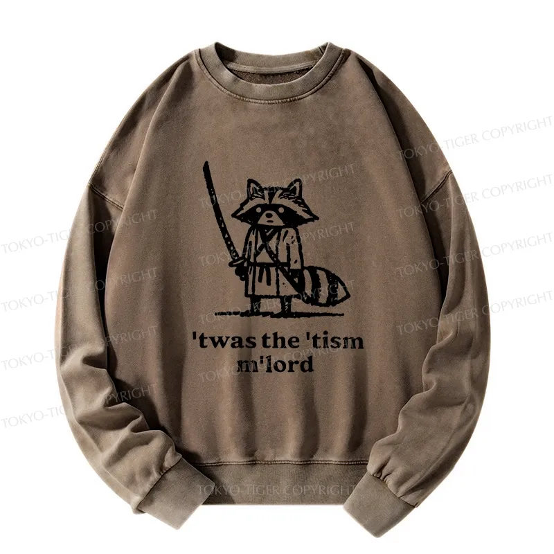 Tokyo-Tiger Focused Samurai Raccoon Washed Sweatshirt