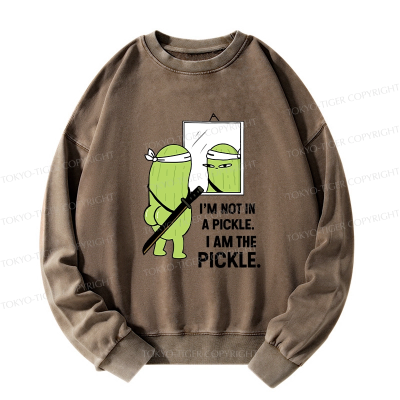 Tokyo-Tiger Funny I Am The Pickle Washed Sweatshirt