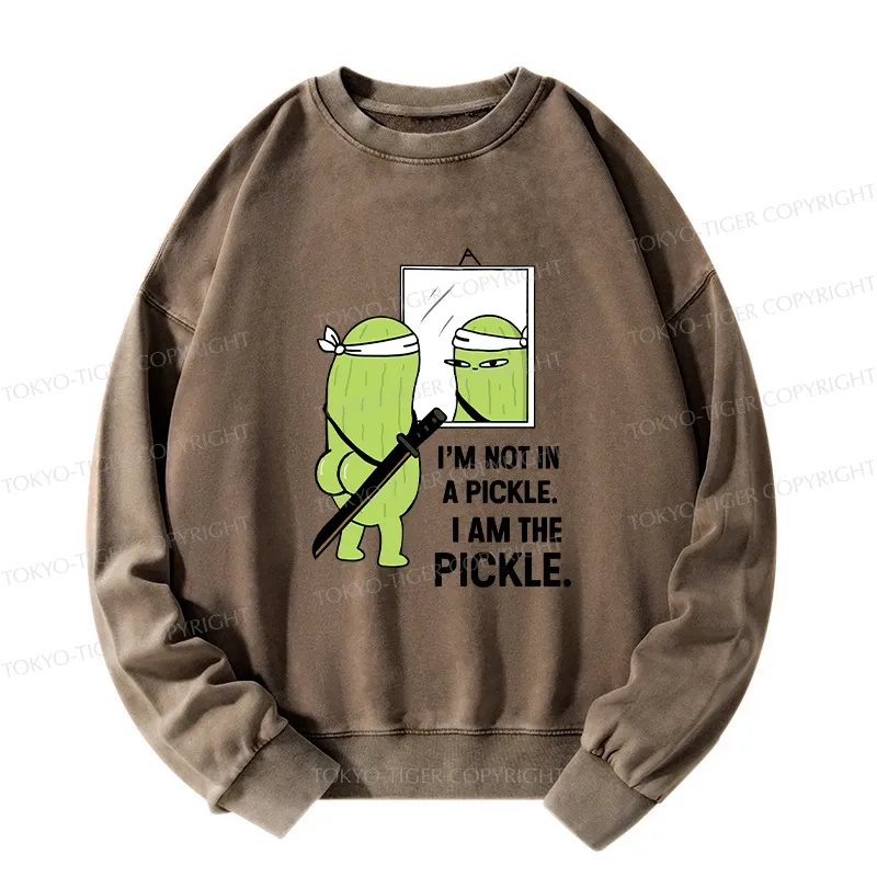 Tokyo-Tiger Funny I Am The Pickle Washed Sweatshirt