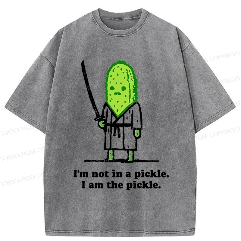 Tokyo-Tiger Funny Cucumber Samurai Washed T-Shirt