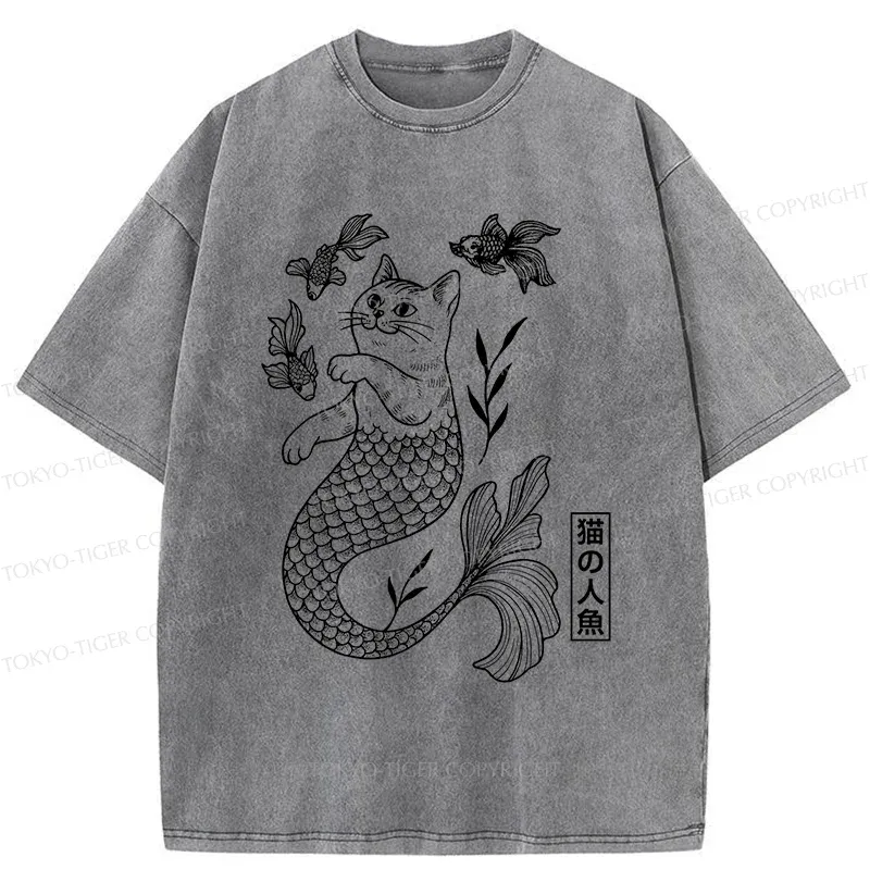 Tokyo-Tiger Catfish Funny Washed T-Shirt