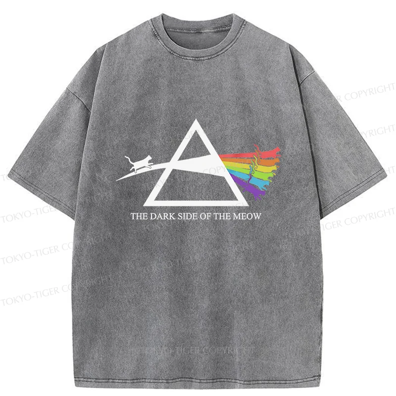 Tokyo-Tiger Funny Rainbow Cat Washed T-Shirt