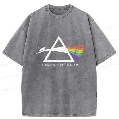 Tokyo-Tiger Funny Rainbow Cat Washed T-Shirt