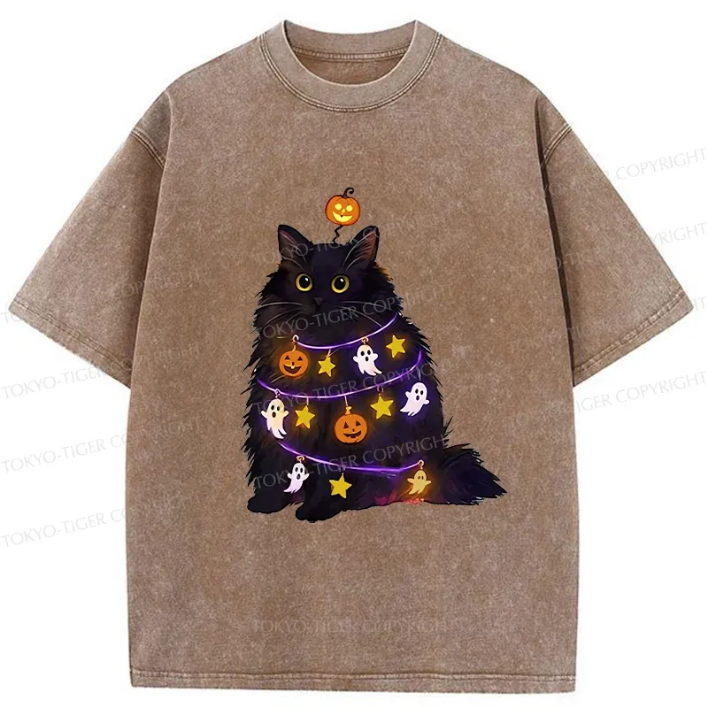 Tokyo-Tiger Halloween Cat Washed T-Shirt