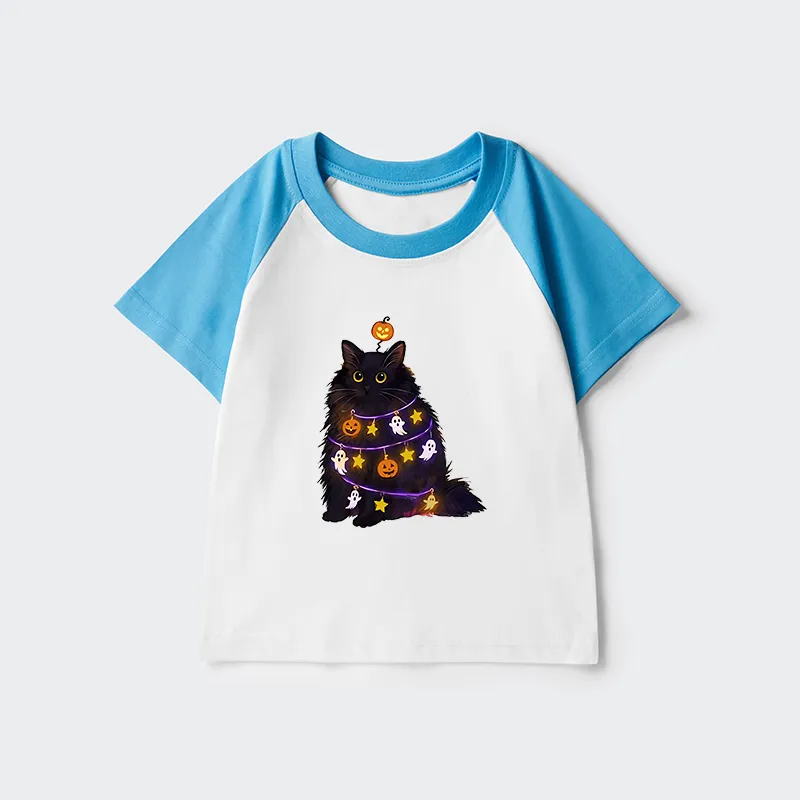 Tokyo-Tiger Halloween Cat Kids Raglan T-shirt