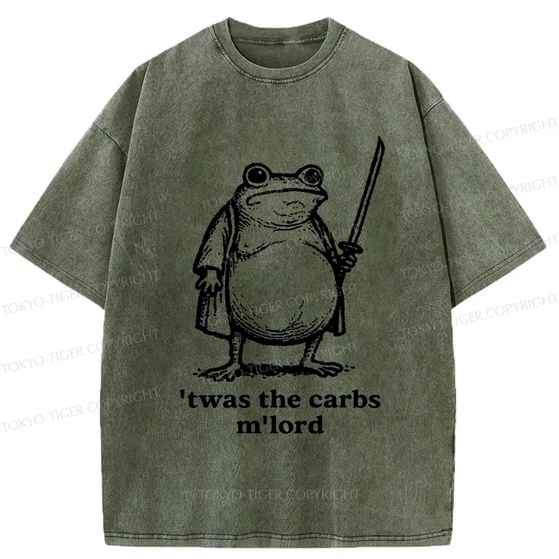 Tokyo-Tiger Funny Fat Samurai Frog Washed T-Shirt