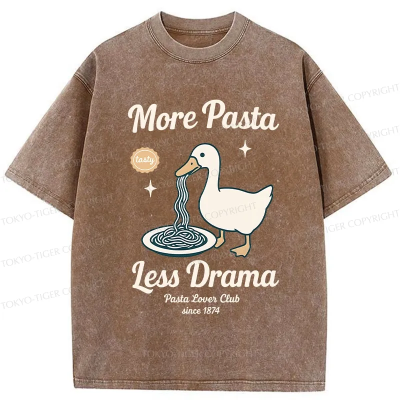 Tokyo-Tiger More Pasta Less Drama Washed T-Shirt